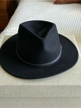 YELLOW 108 Classic Black Felt Fedora Hat sz S
